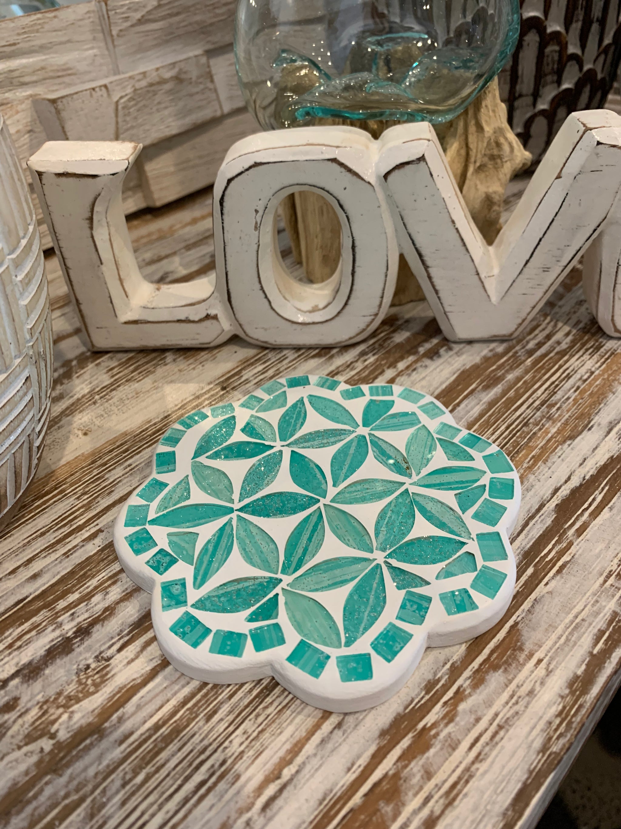 Green / mint coaster inlay design