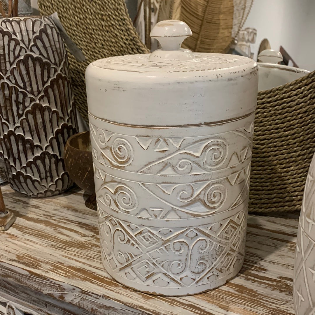 Rustic white Container and lid