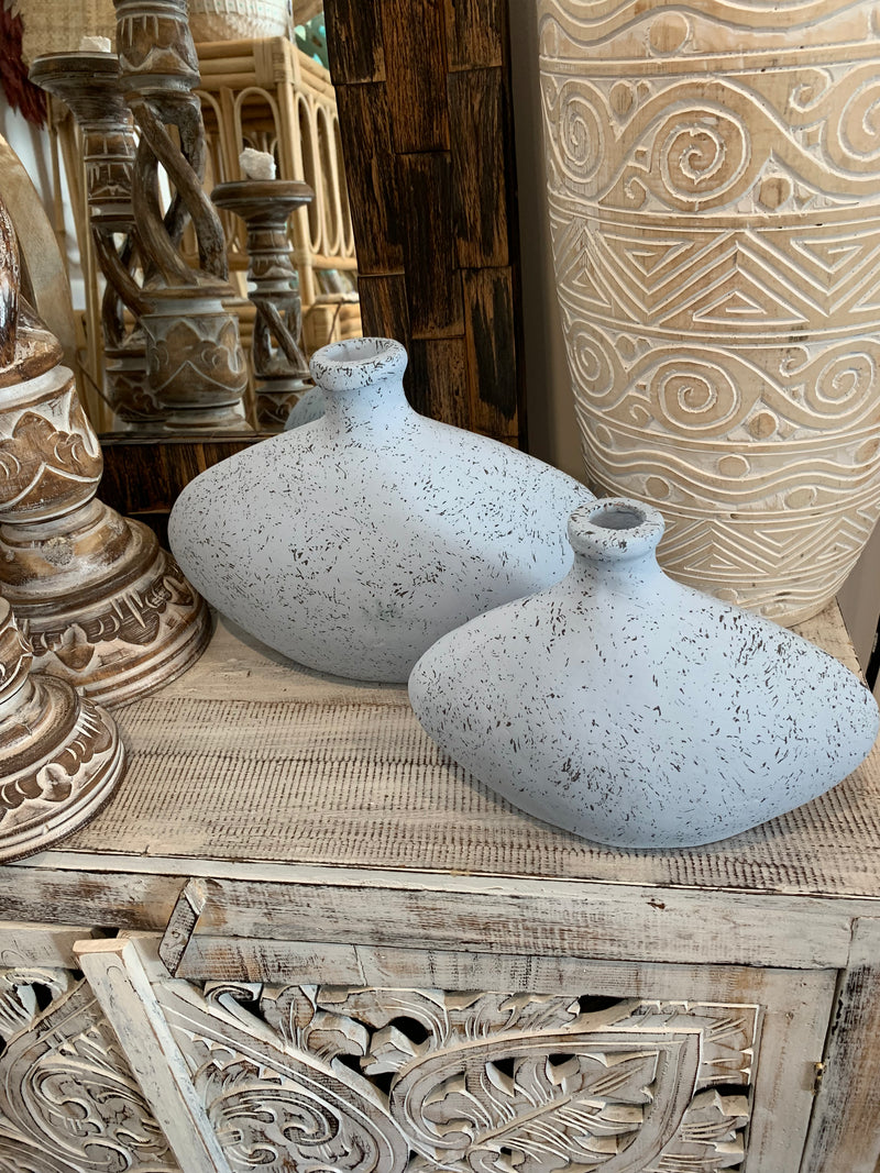 Set 2 blue Terracotta vases