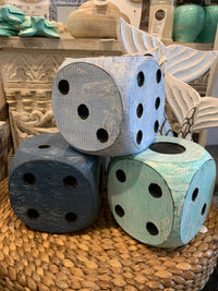 Set of 3 timber dice. Blue