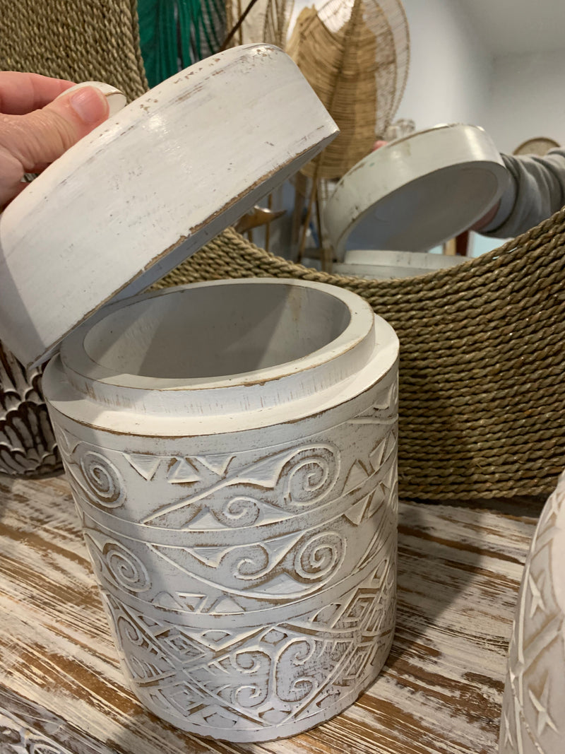 Rustic white Container and lid