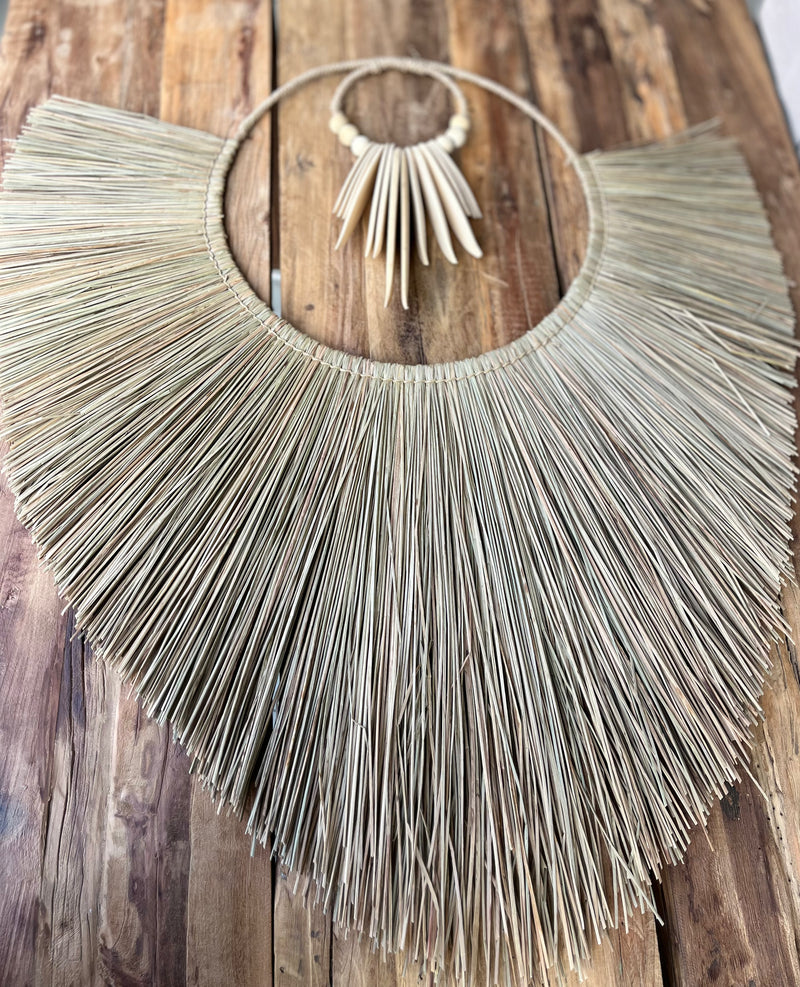 Sea grass and natural timber wall hanging