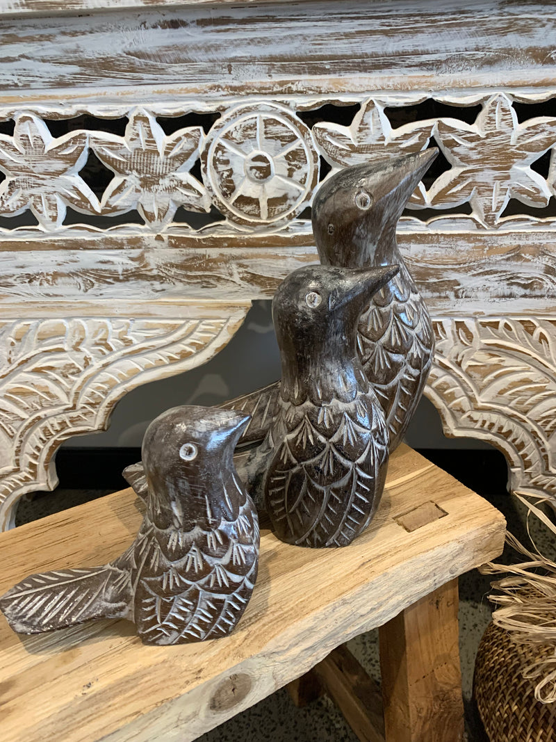 Set 3 timber handcarved birds