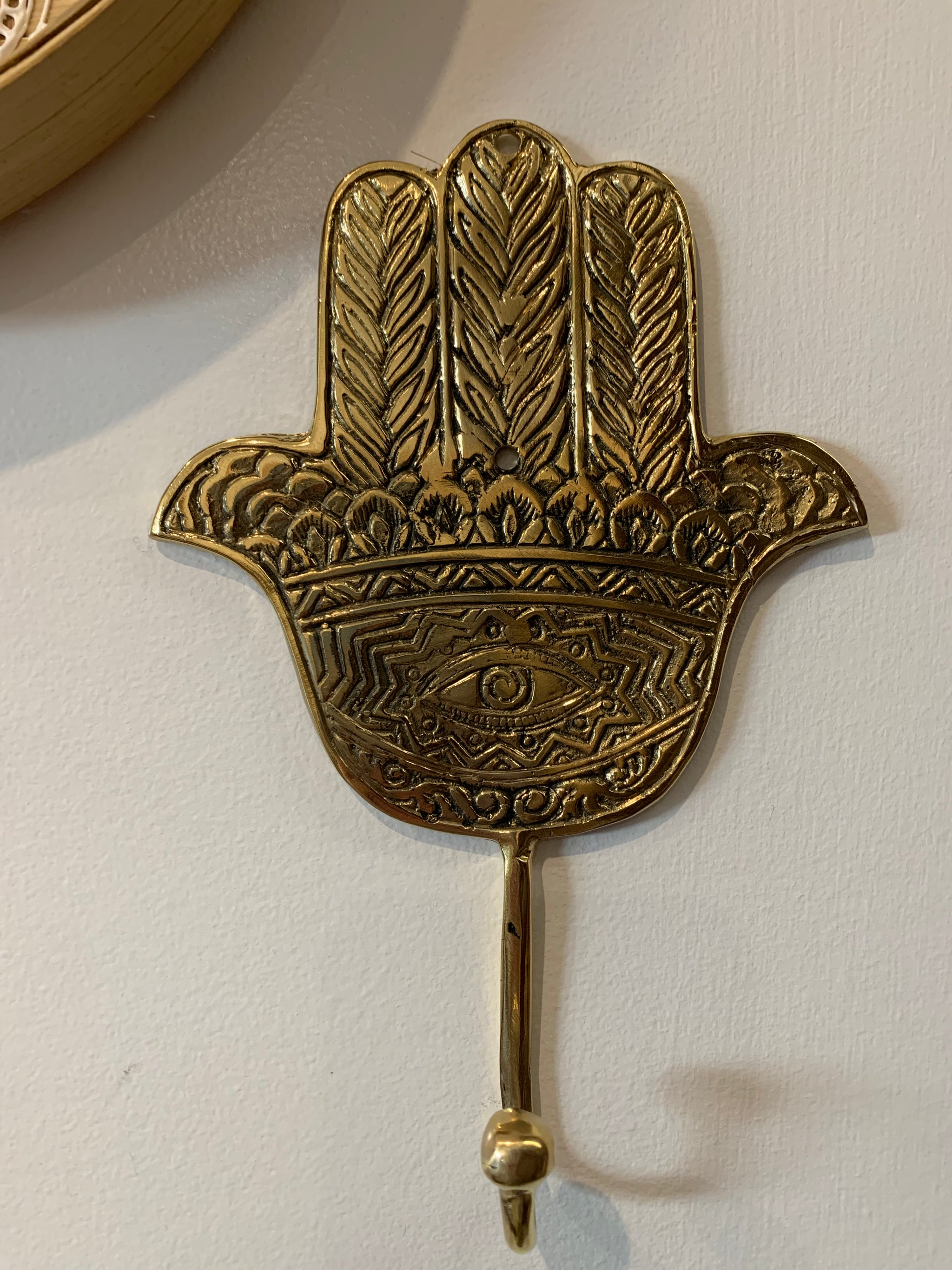 Brass wall hook. Large. Hamsa hand.