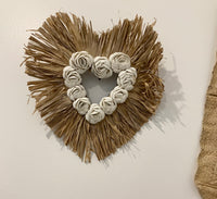 Raffia and shell heart S