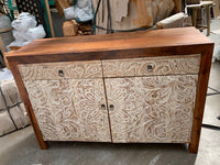 Carved sideboard / cabinet. 2 door 2 drawer