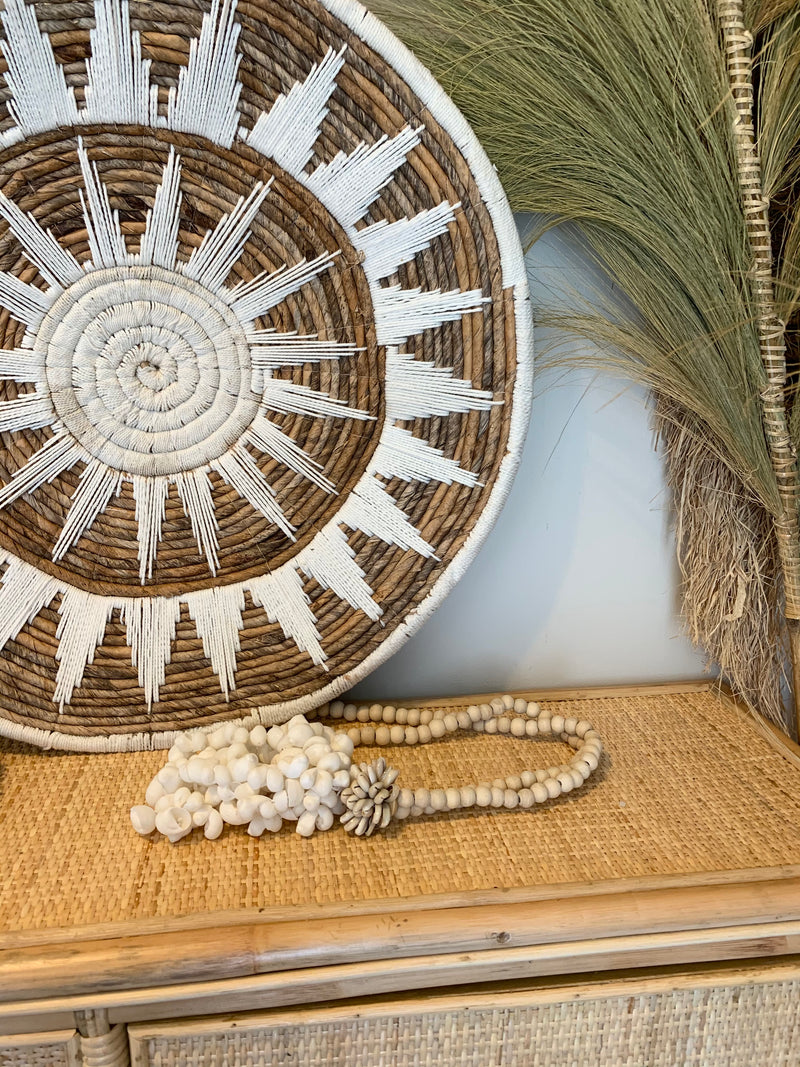 Woven white/ natural 60cm platter / wall hanging