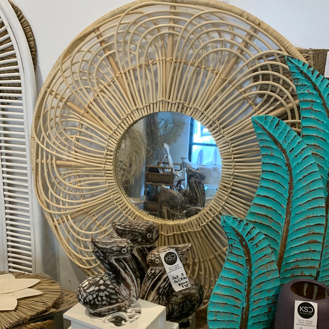 Rattan mirror 80cm