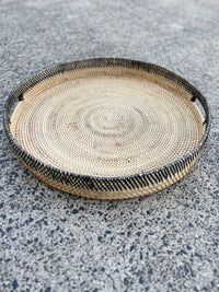 Round black / natural tray S