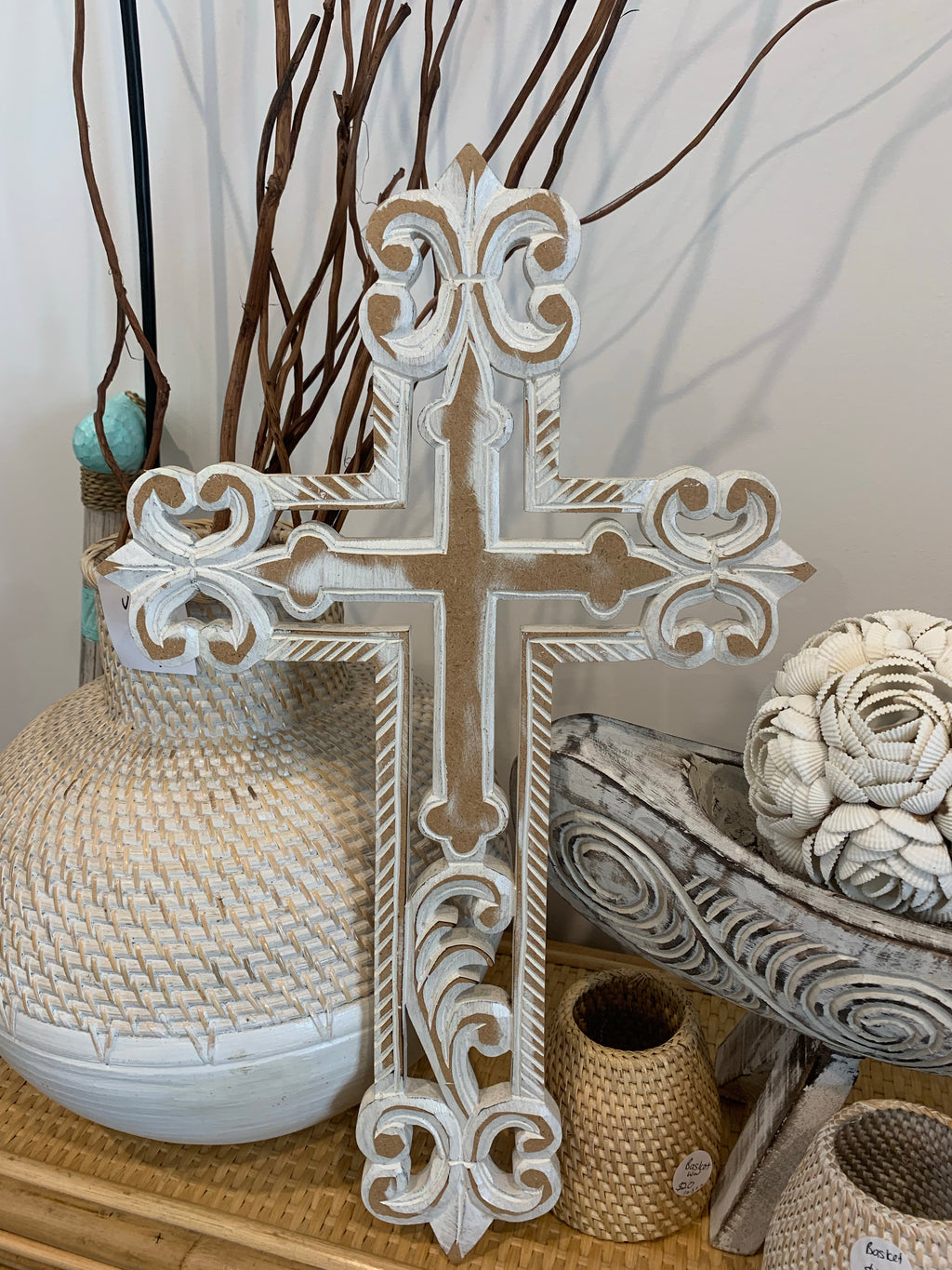 Carved cross. 30 x 50cm - Bali Beach Beyond