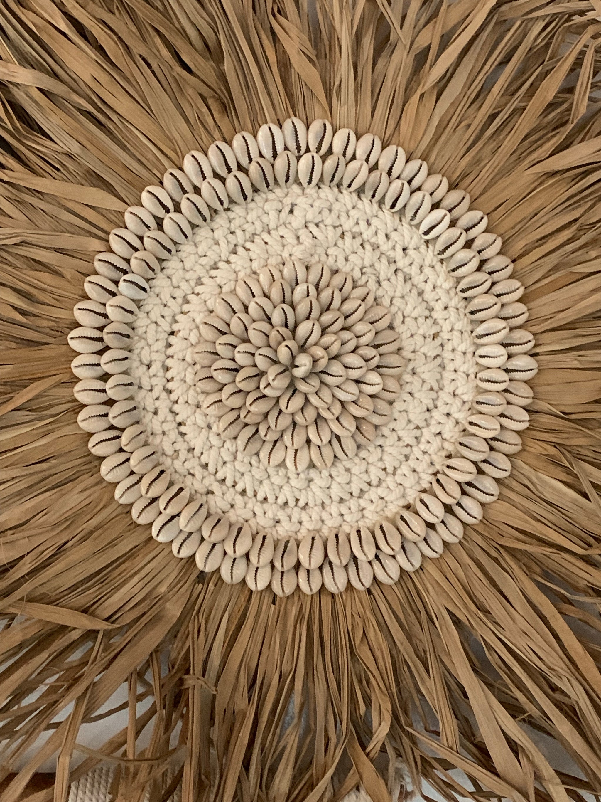 55cm raffia juju with shell detail