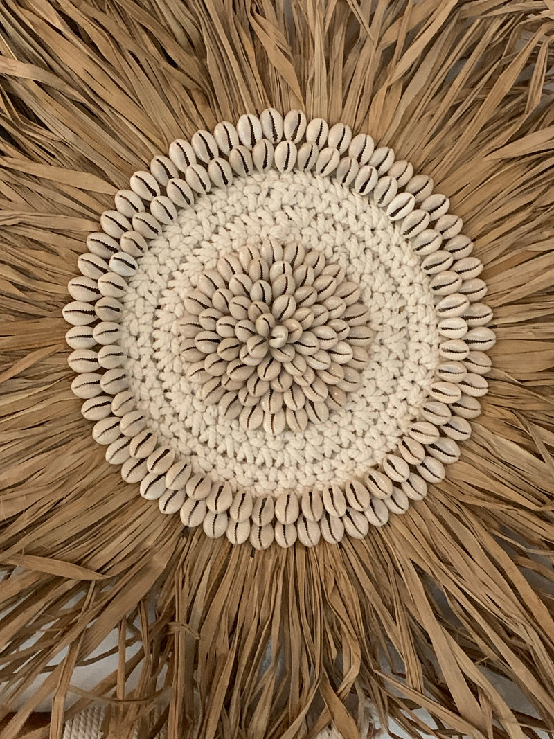 55cm raffia juju with shell detail