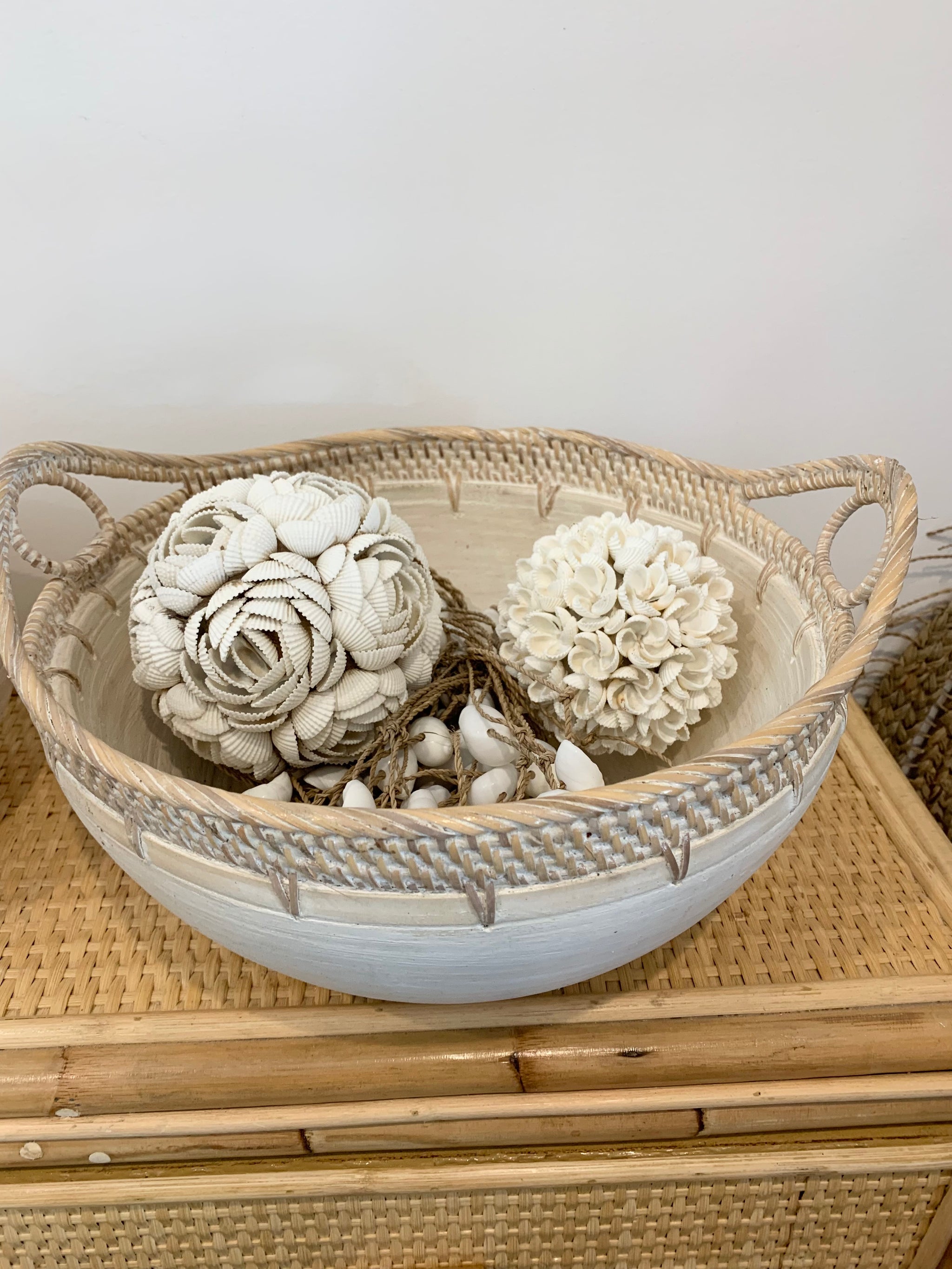 White bowl with decorative trim L