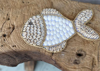 Shell fish hanging / decoration. White and natural. M