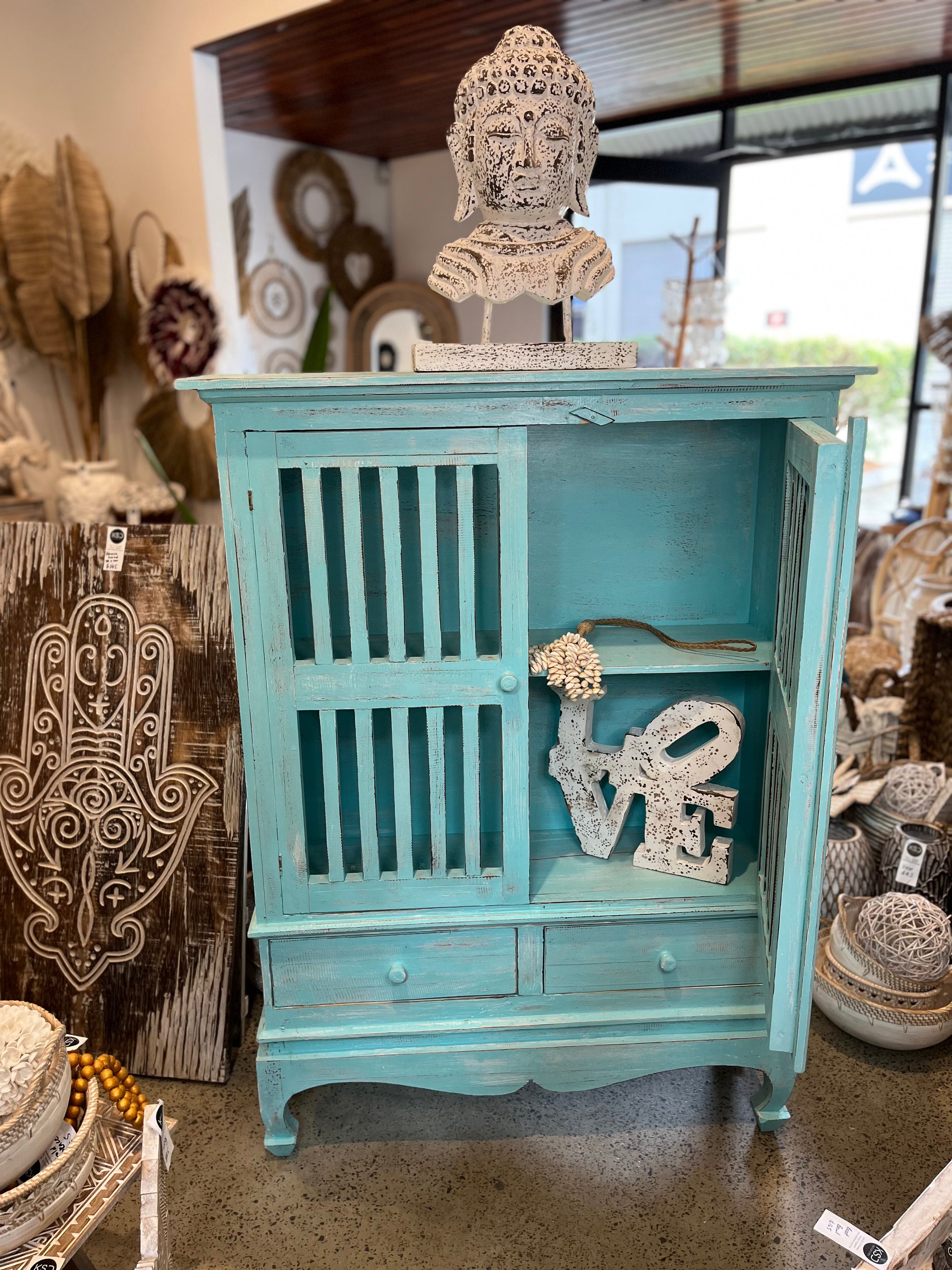 Turquoise 2 door cabinet / cupboard