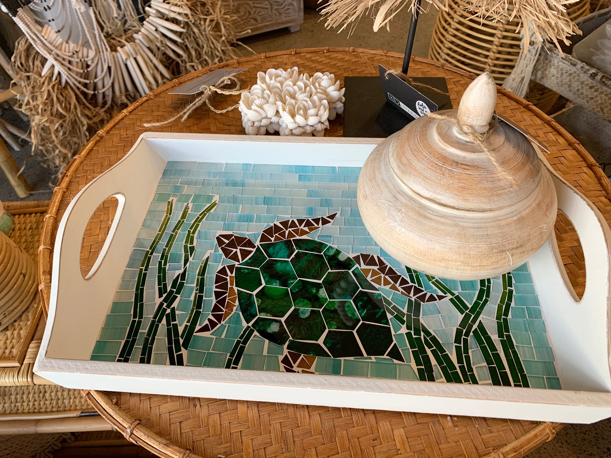 Turtle mosaic tray.  Usually $40