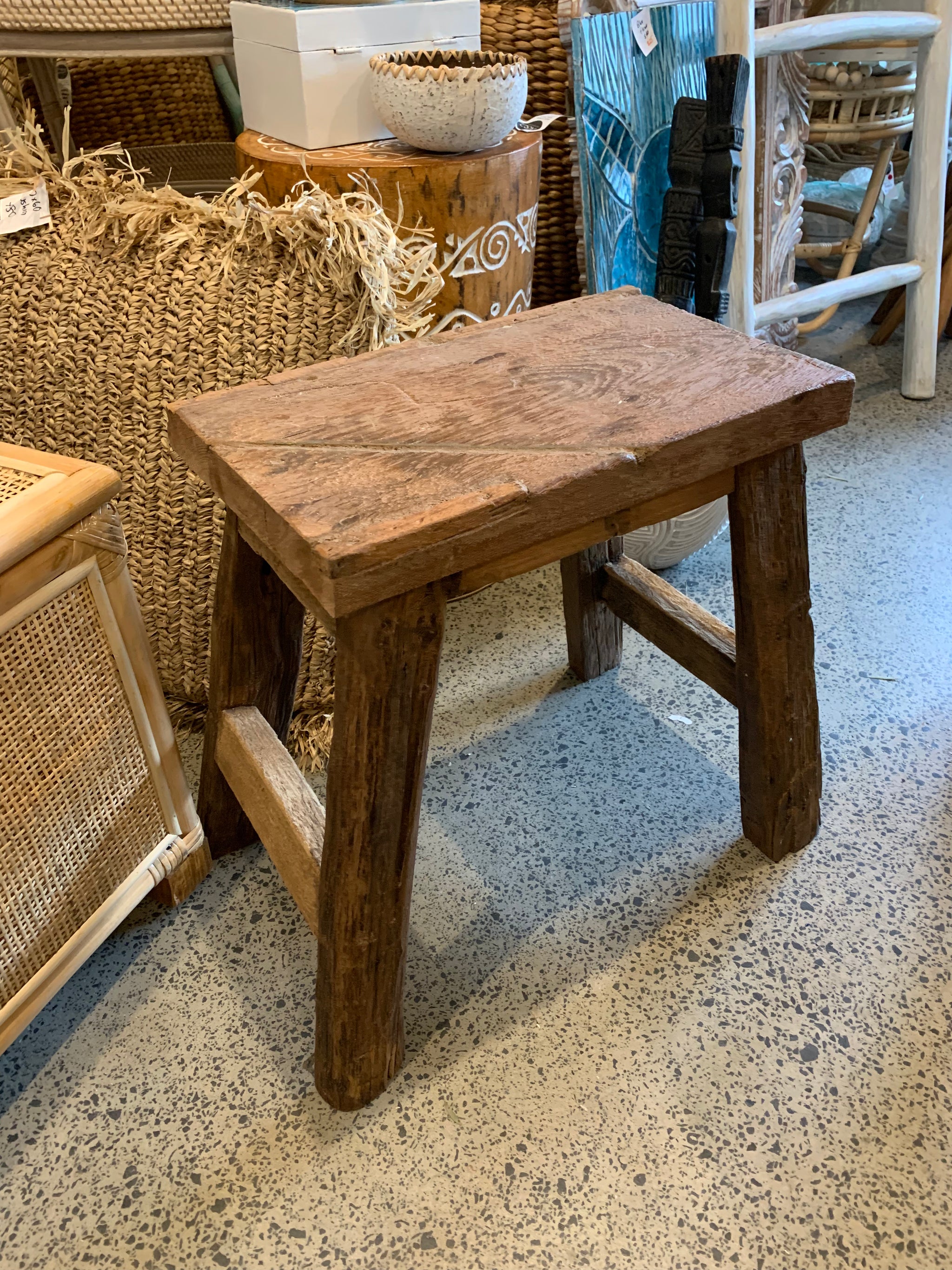 Rustic timber stool 40 x 23cm