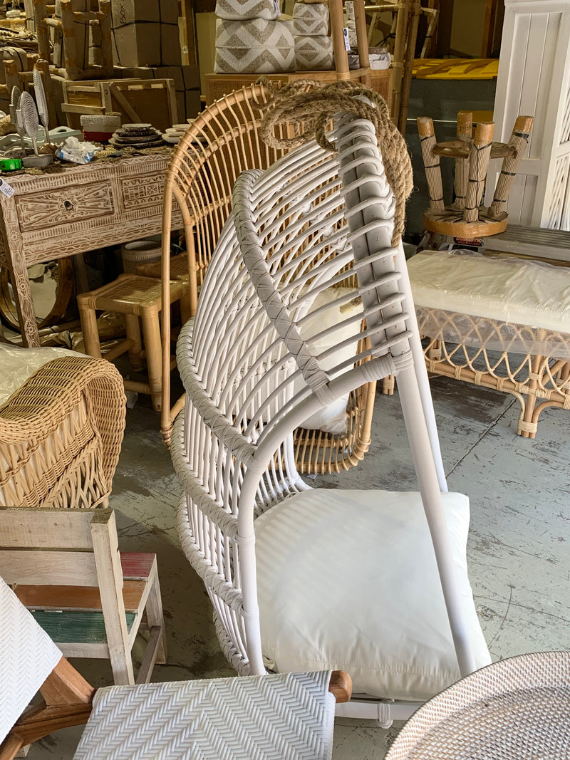 Rattan hanging chair. White