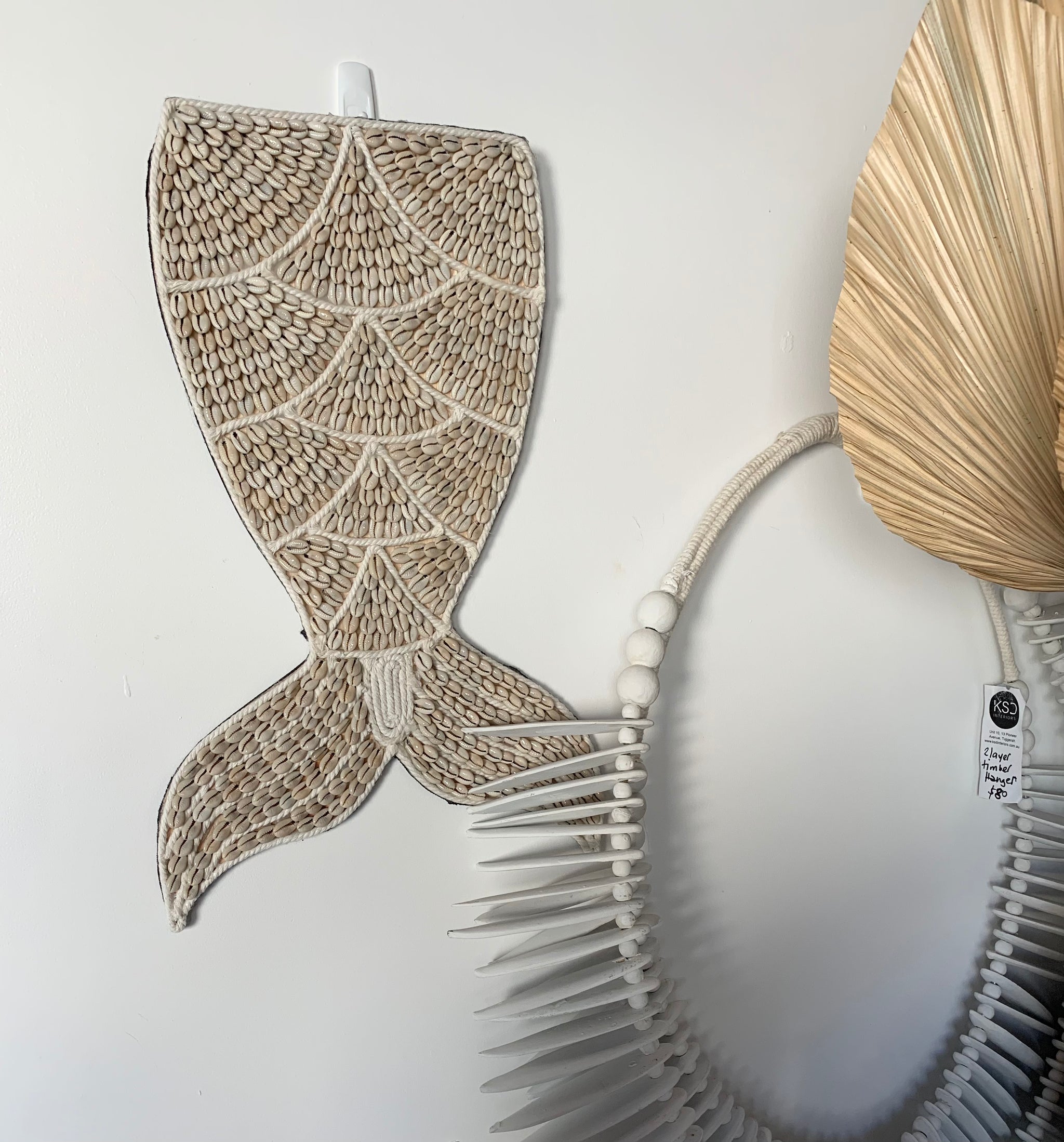 Shell mermaid whale tail hanging / decoration