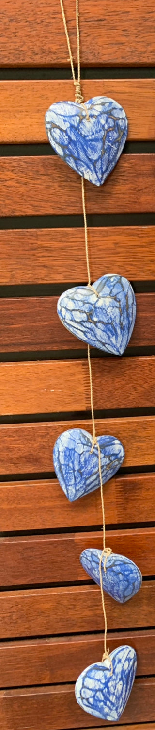 Blue hearts hanging