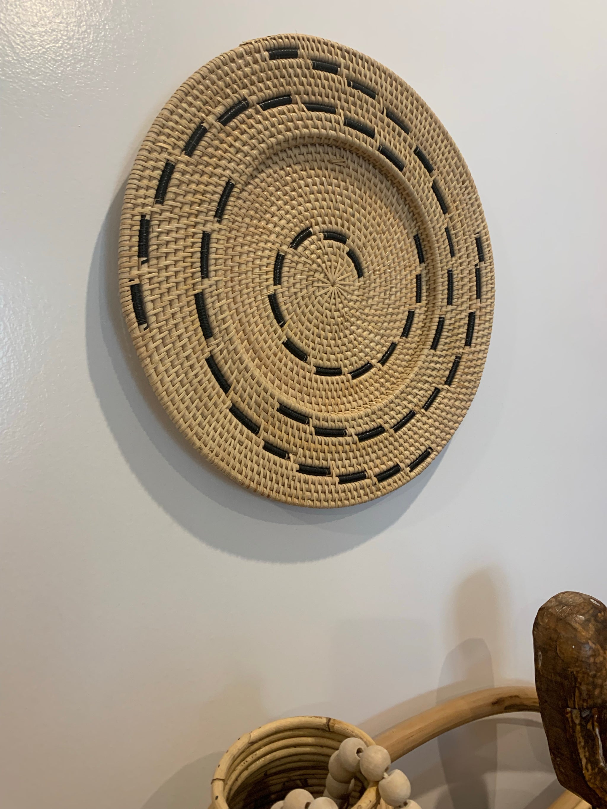 Woven natural / black wall hanging 40cm