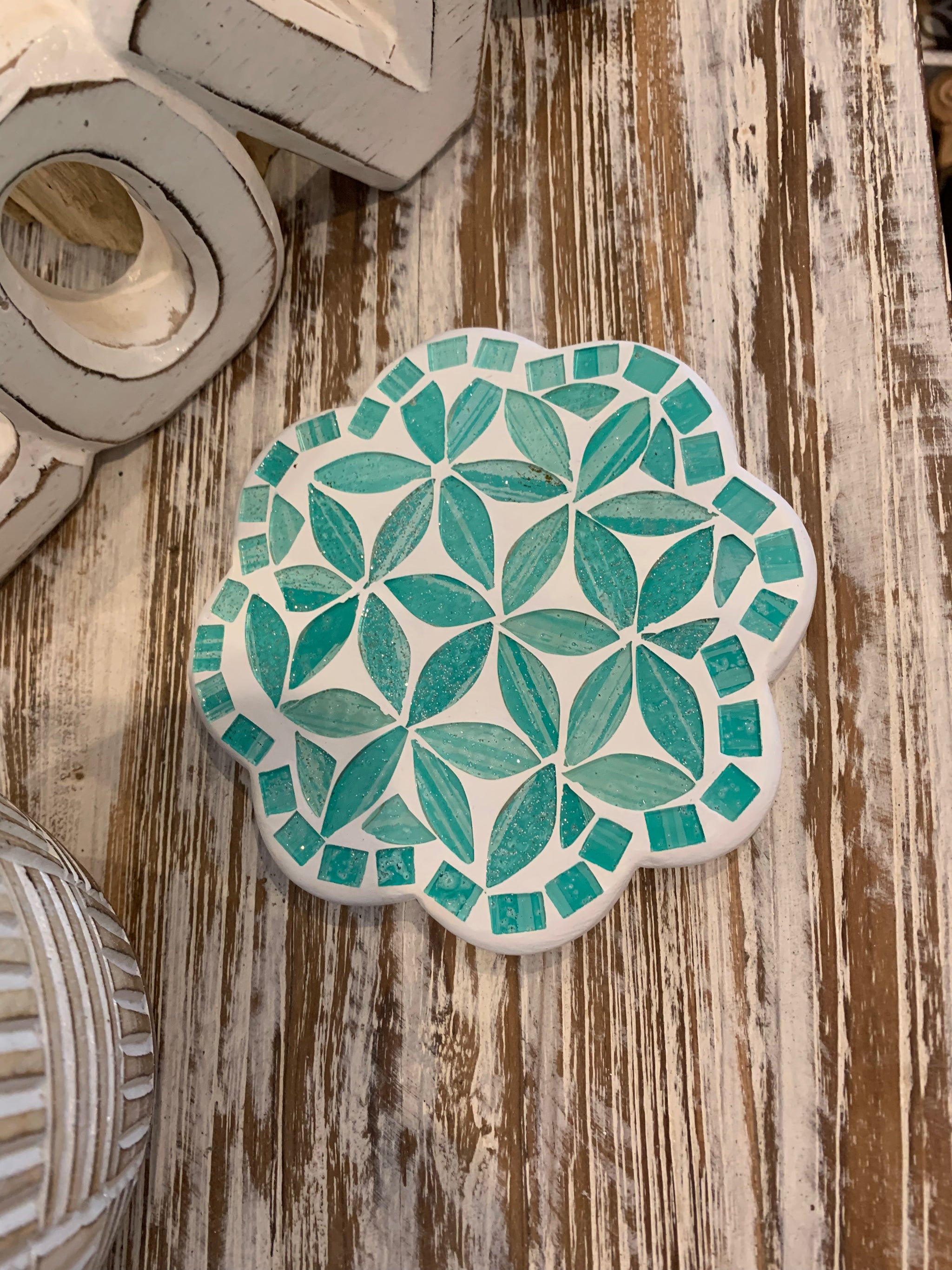 Green / mint coaster inlay design