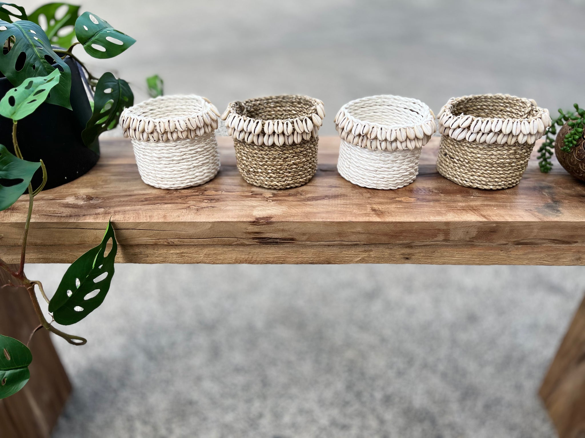 Natural basket with shell detail