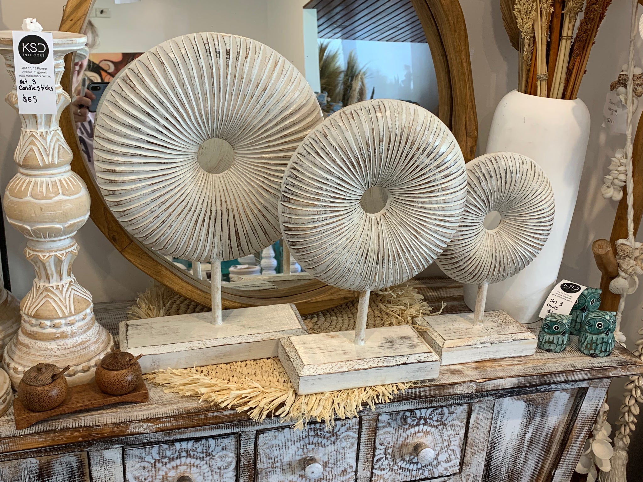 Clearance. Set 3 flower timber coinset. Usually $60