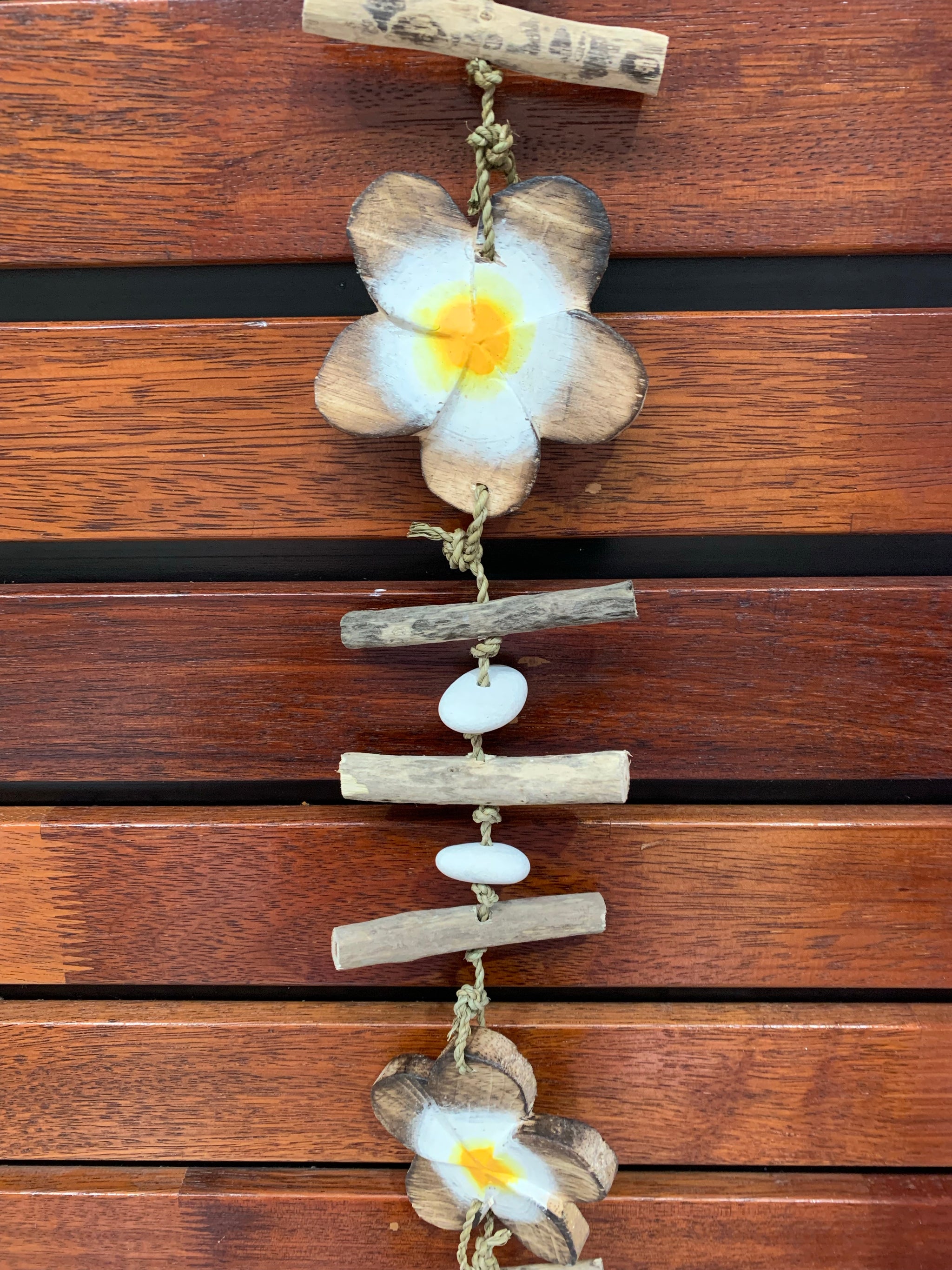 Timber flower frangipani hanging