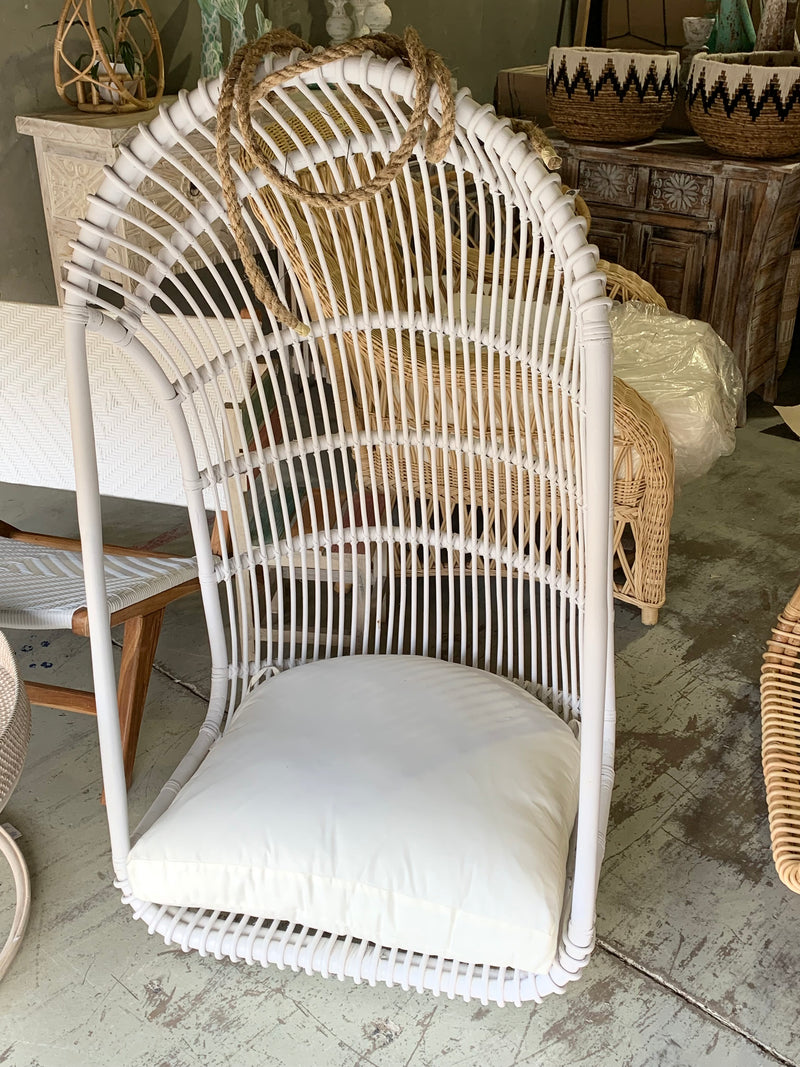 Rattan hanging chair. White