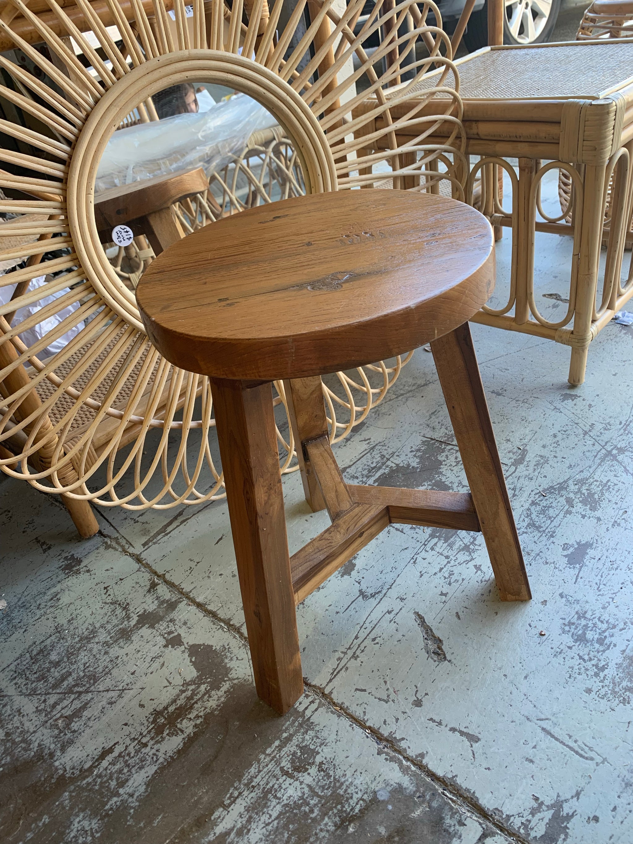 Timber round stool / side table. 3 legs