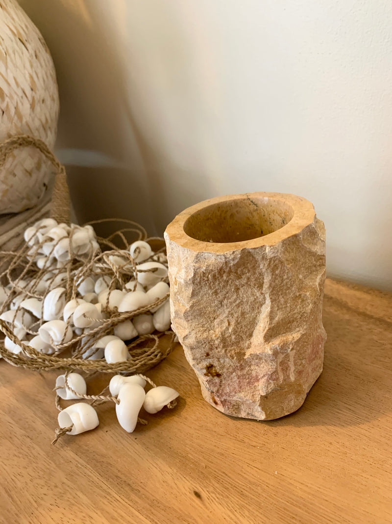 Marble toothbrush / pen holder. Was $30. Brown