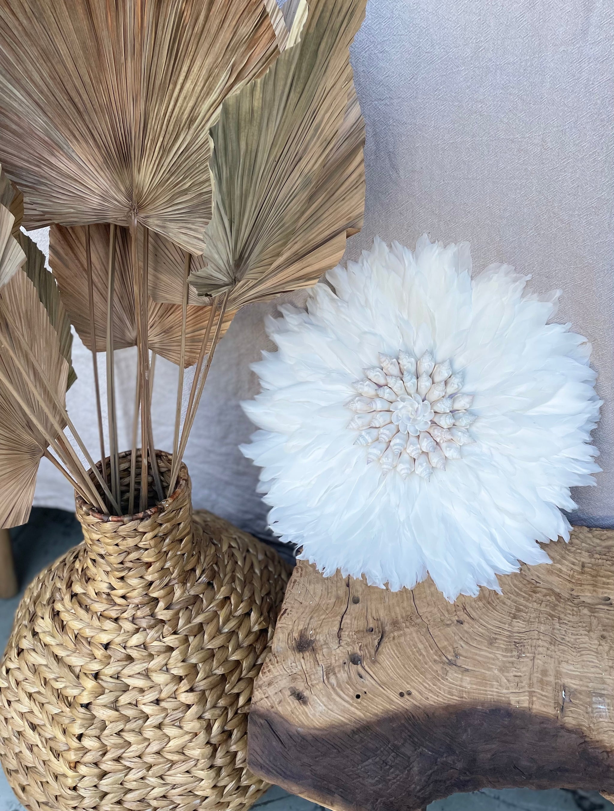 White juju with white shell detail. Set of 3 - Bali Beach Beyond