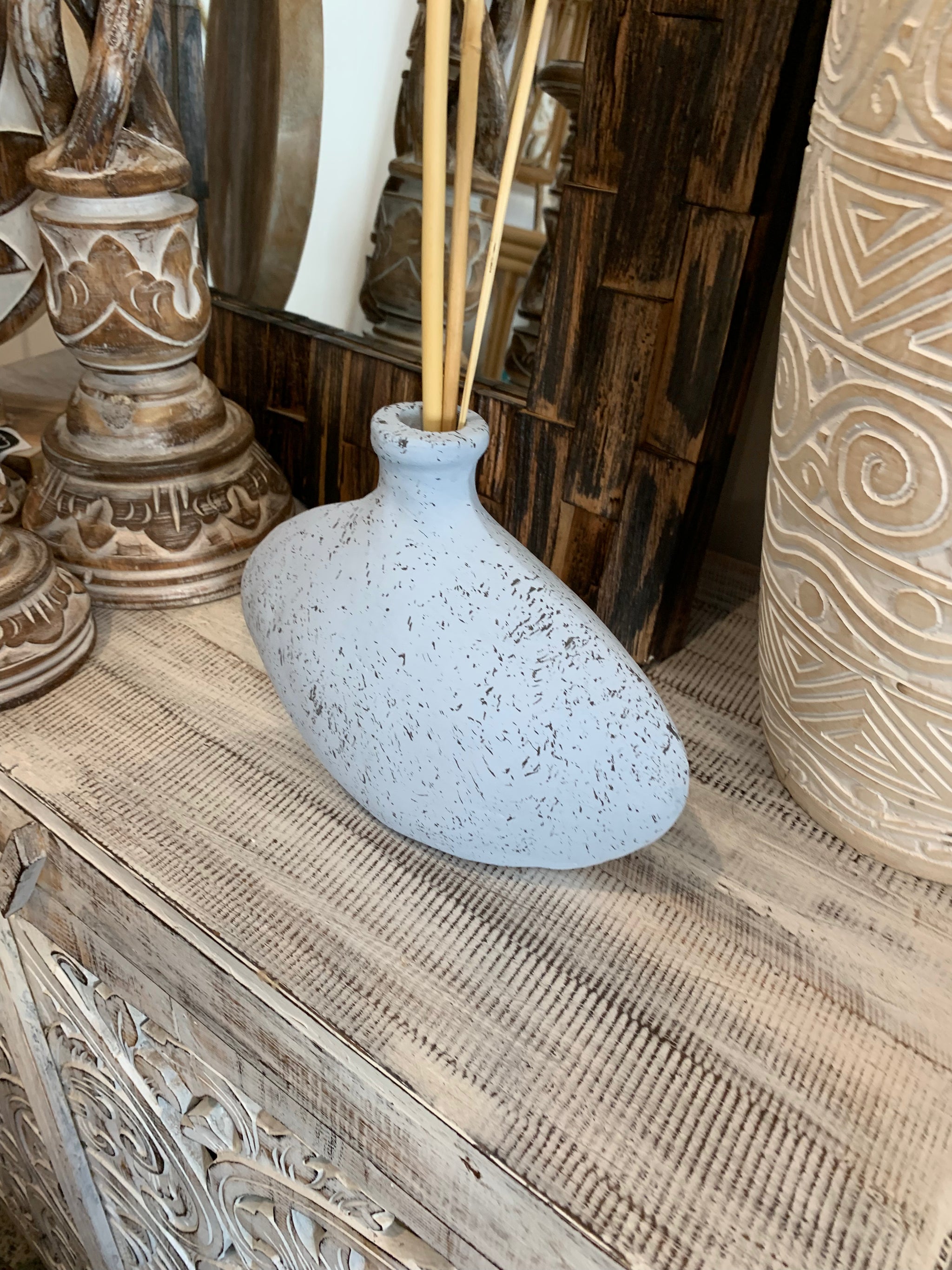 Blue Terracotta vase. L