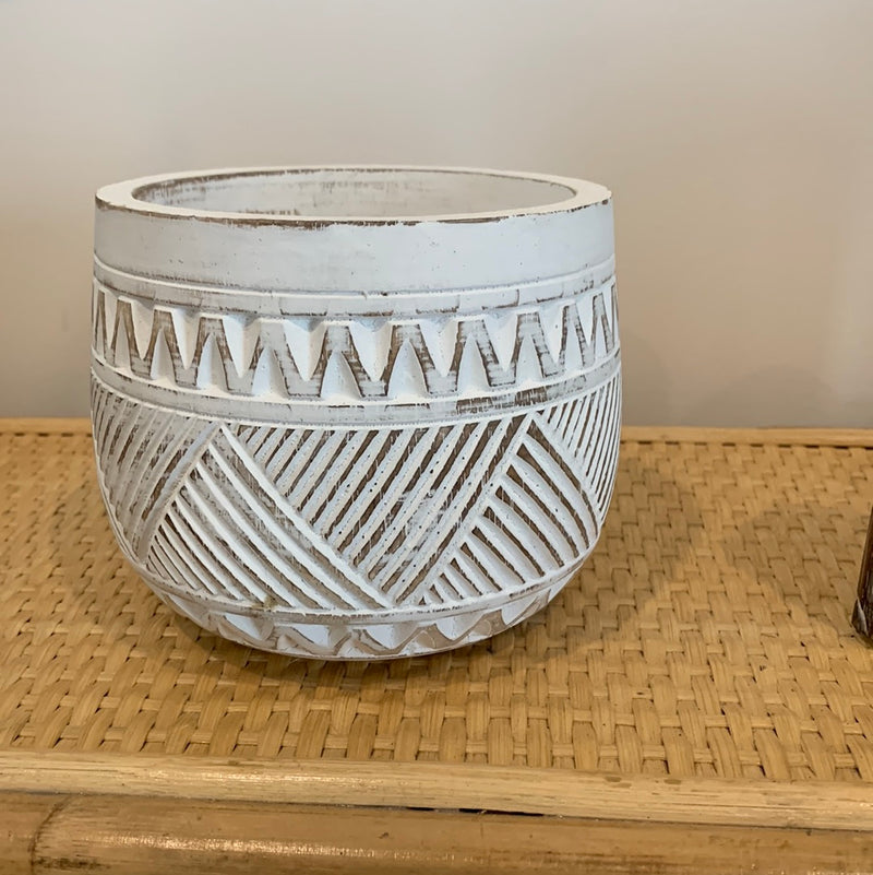 White wash decorative pot. M