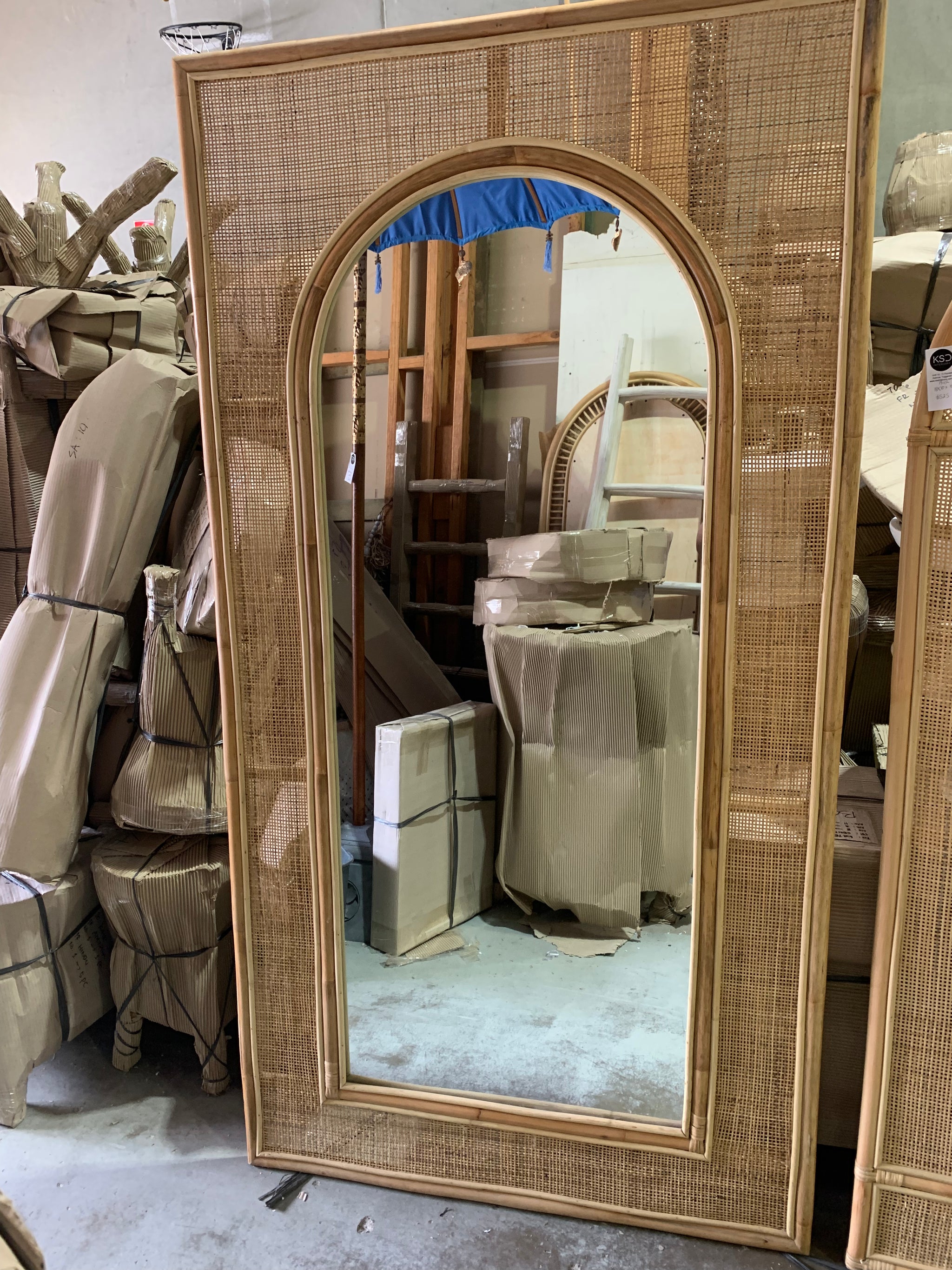 Rattan rectangle mirror. Floor mirror