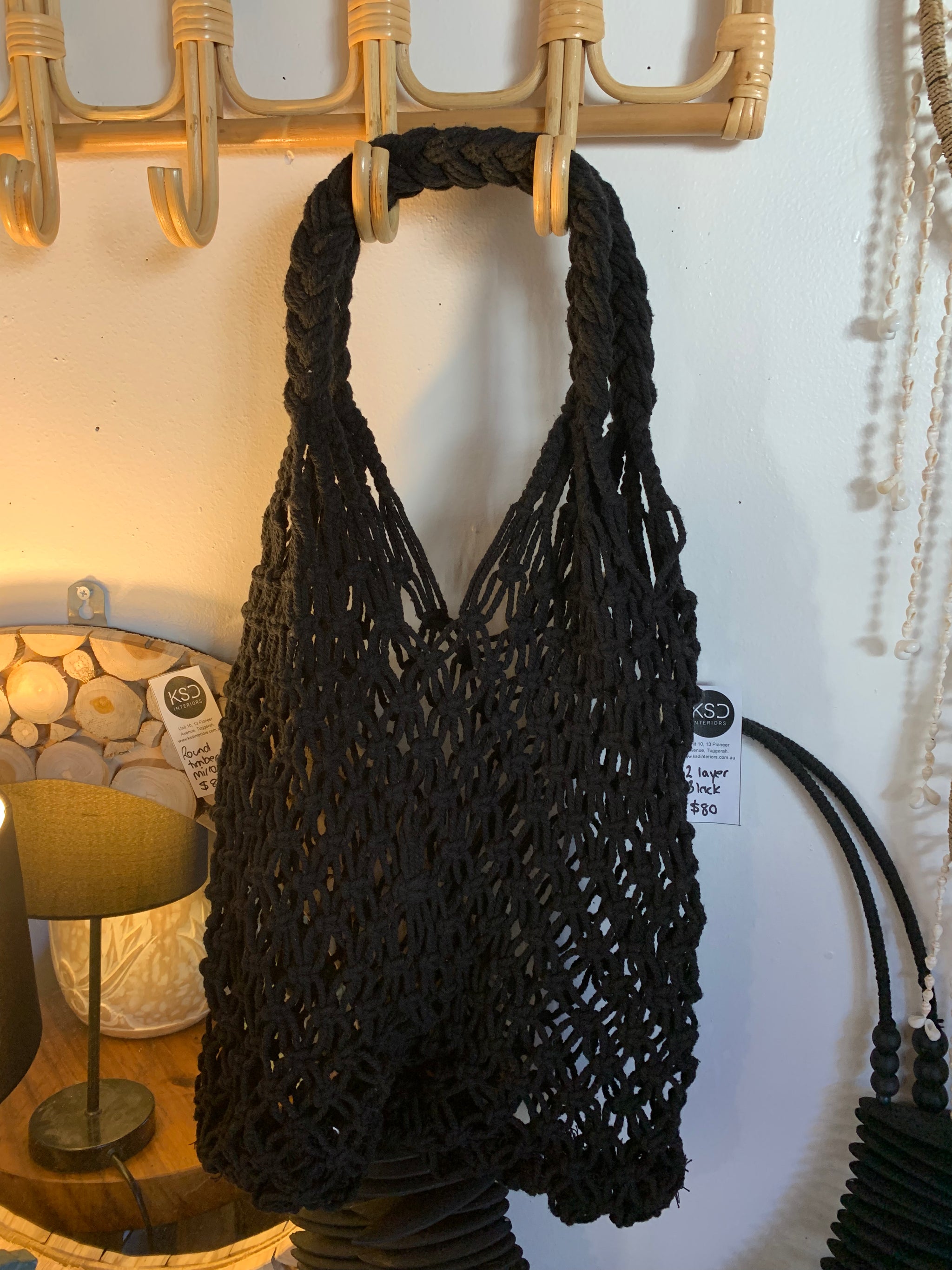 Macrame shopping bag black