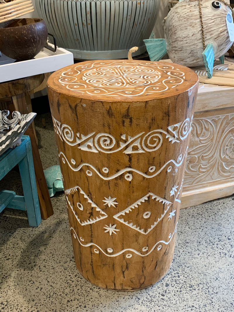 Natural handcarved side table / stool