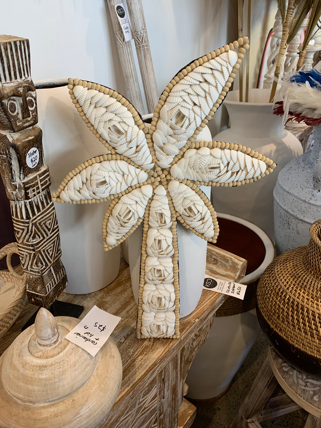 Shell palm tree hanging / decoration. White shell - Bali Beach Beyond