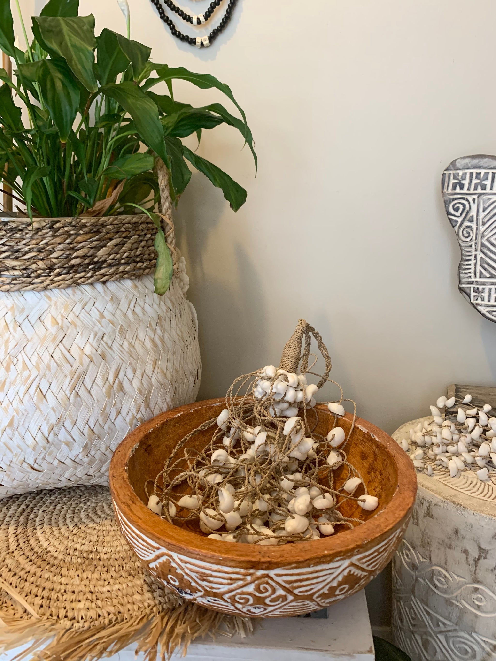 30cm natural carved timber bowl