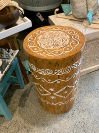 Natural handcarved side table / stool