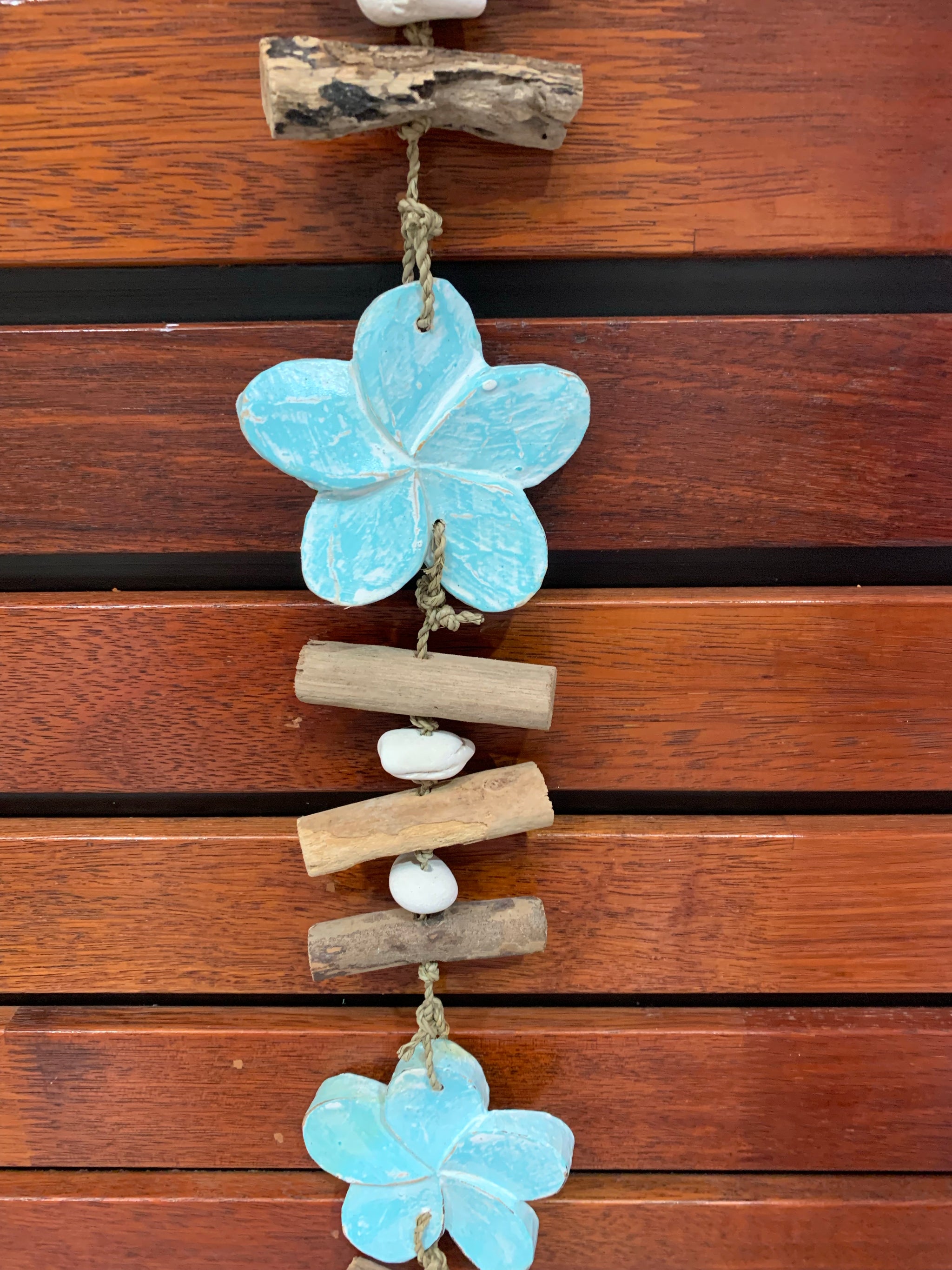 Timber flower frangipani hanging