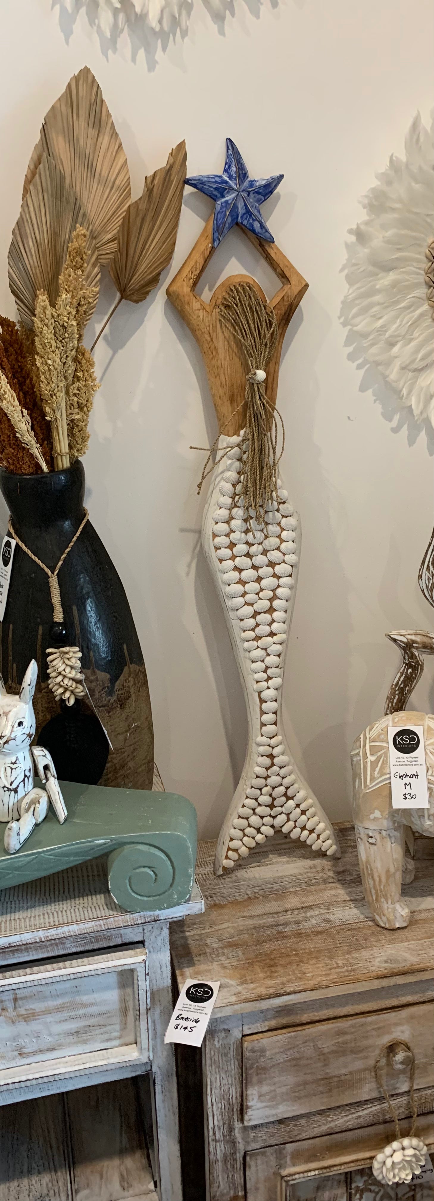 Shell mermaid hanging / decoration. Blue star M