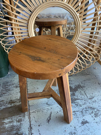 Timber round stool / side table. 3 legs