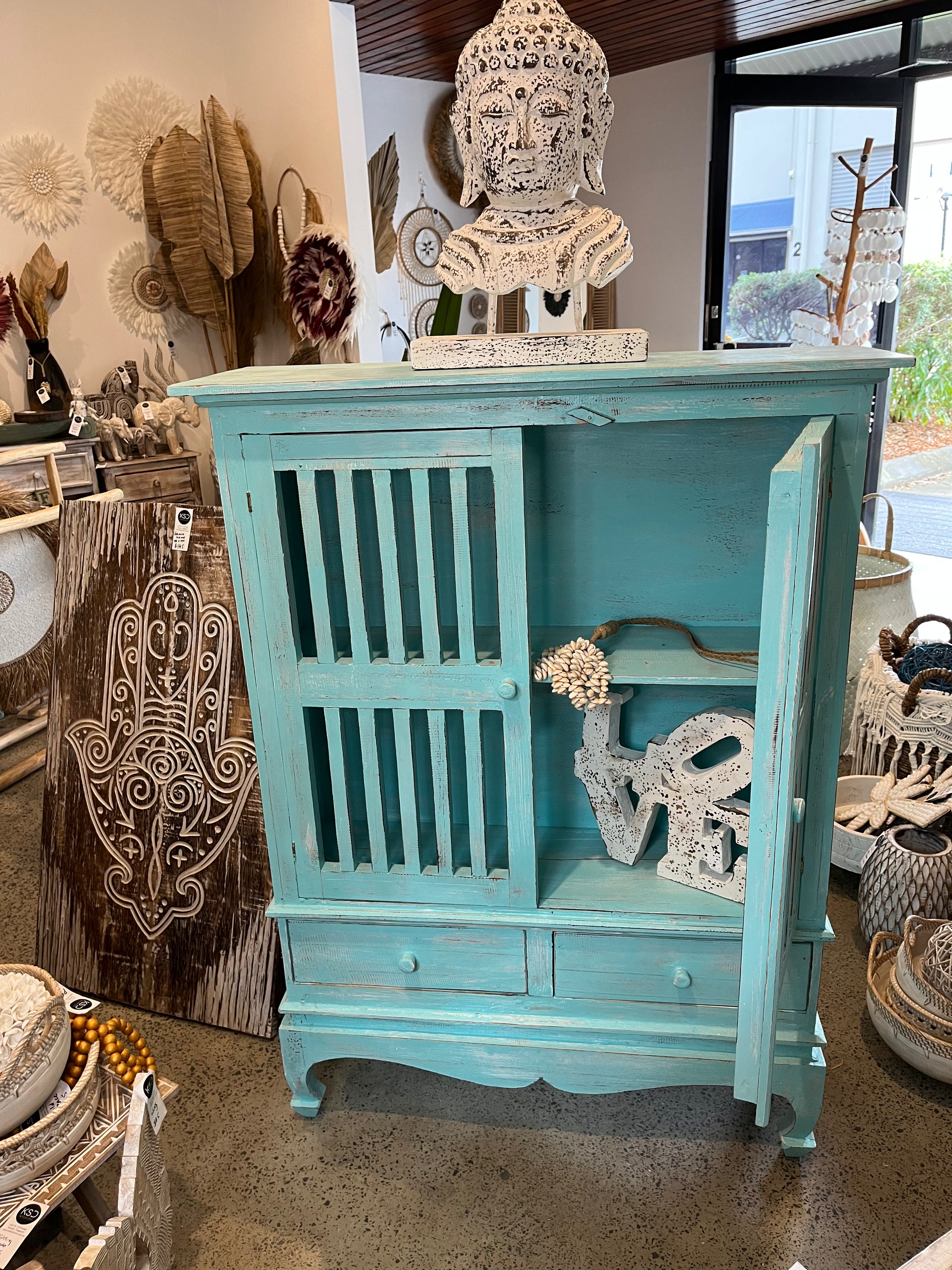 Turquoise 2 door cabinet / cupboard