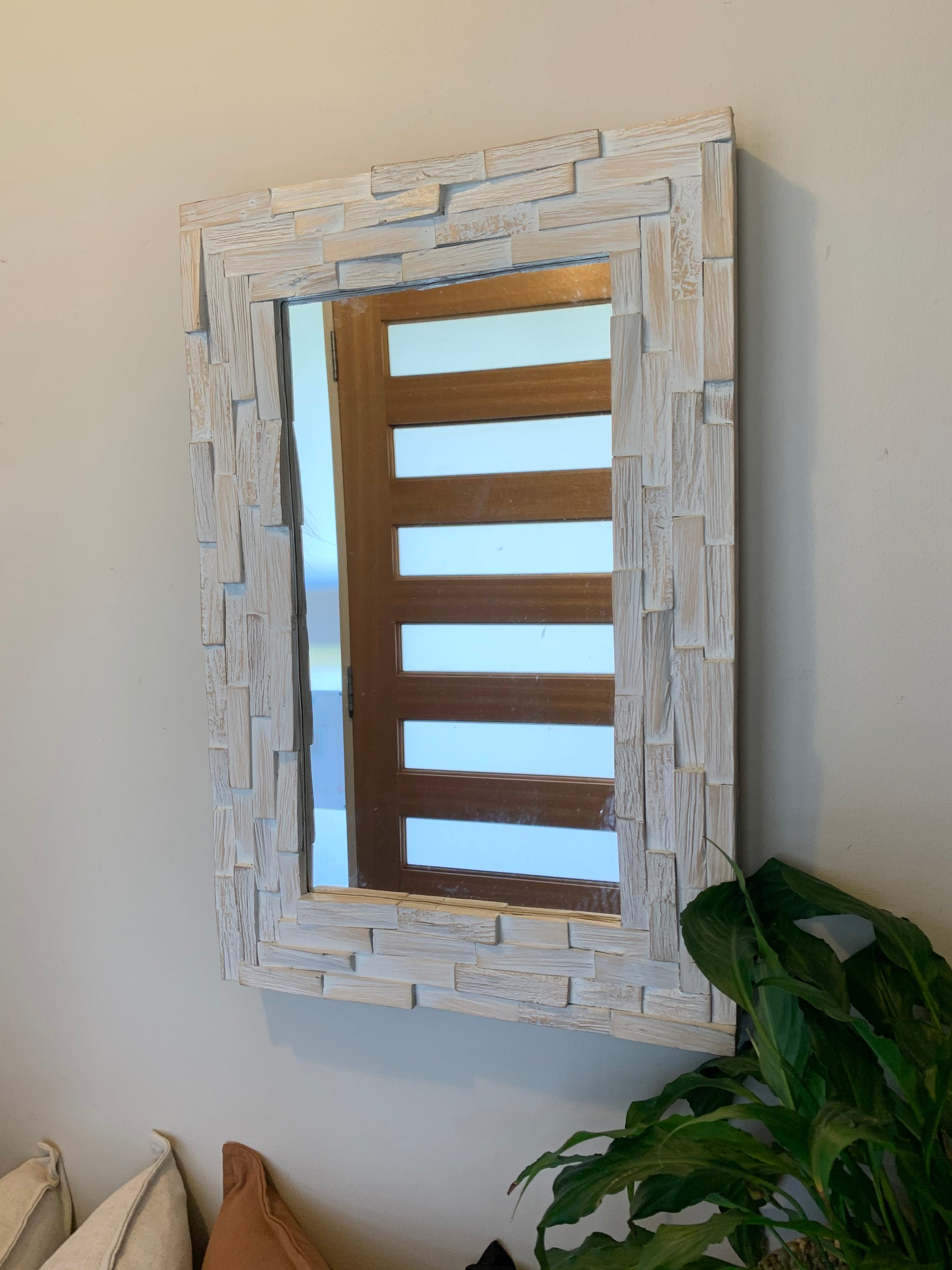 Timber mirror. Natural / white wash.