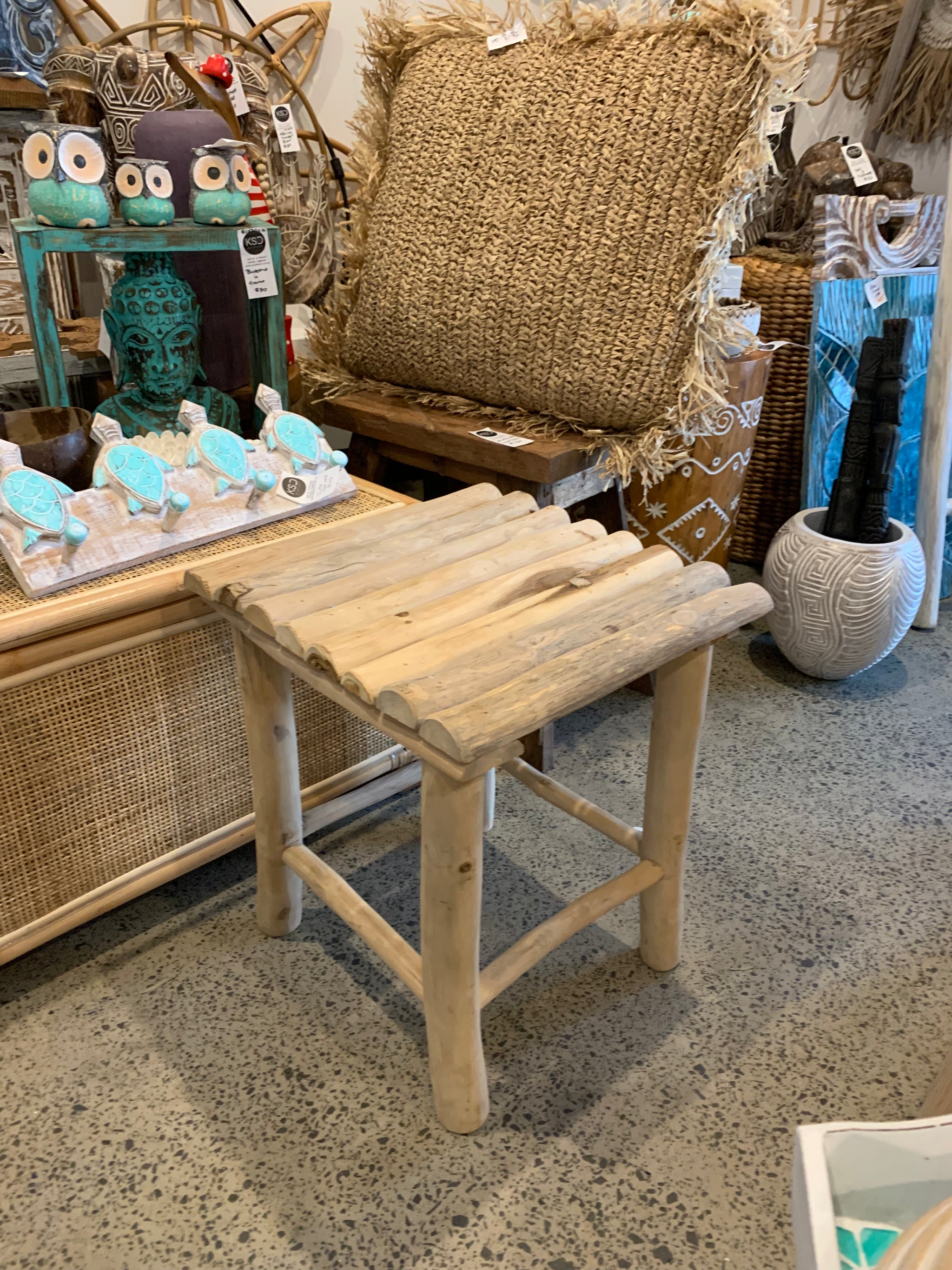 Slatted timber stool / table