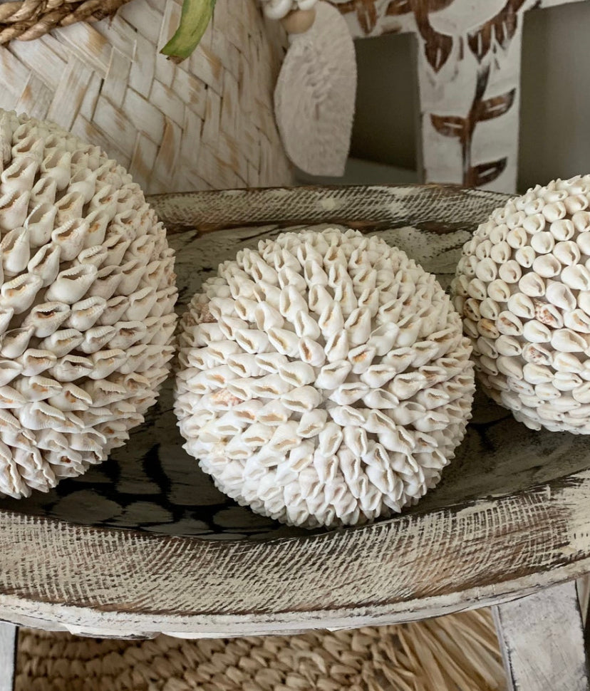 Mini Ball Shells Small shell ball. White shells. Individual ball. – Bali Beach Beyond
