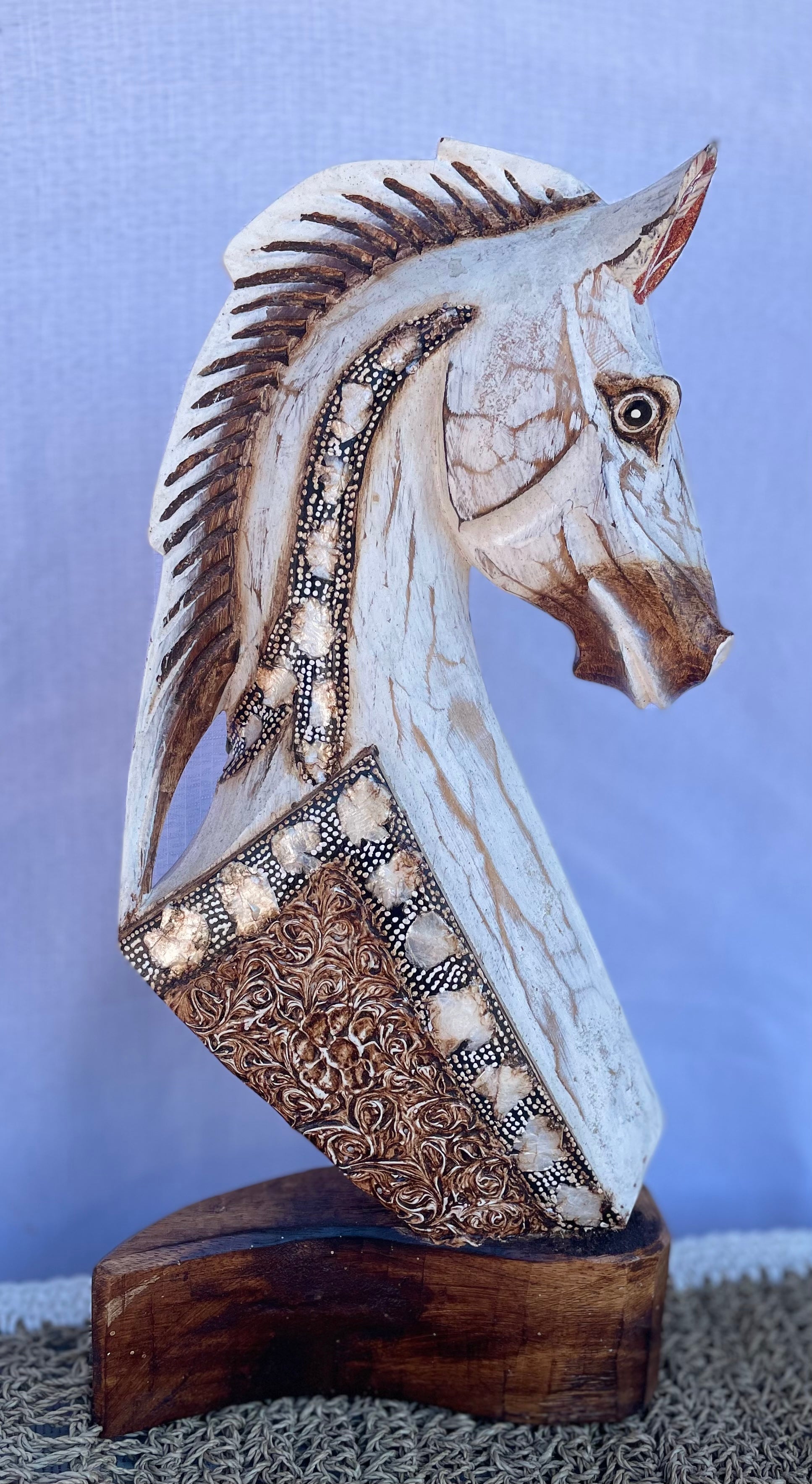 33cm handpainted timber horse statue