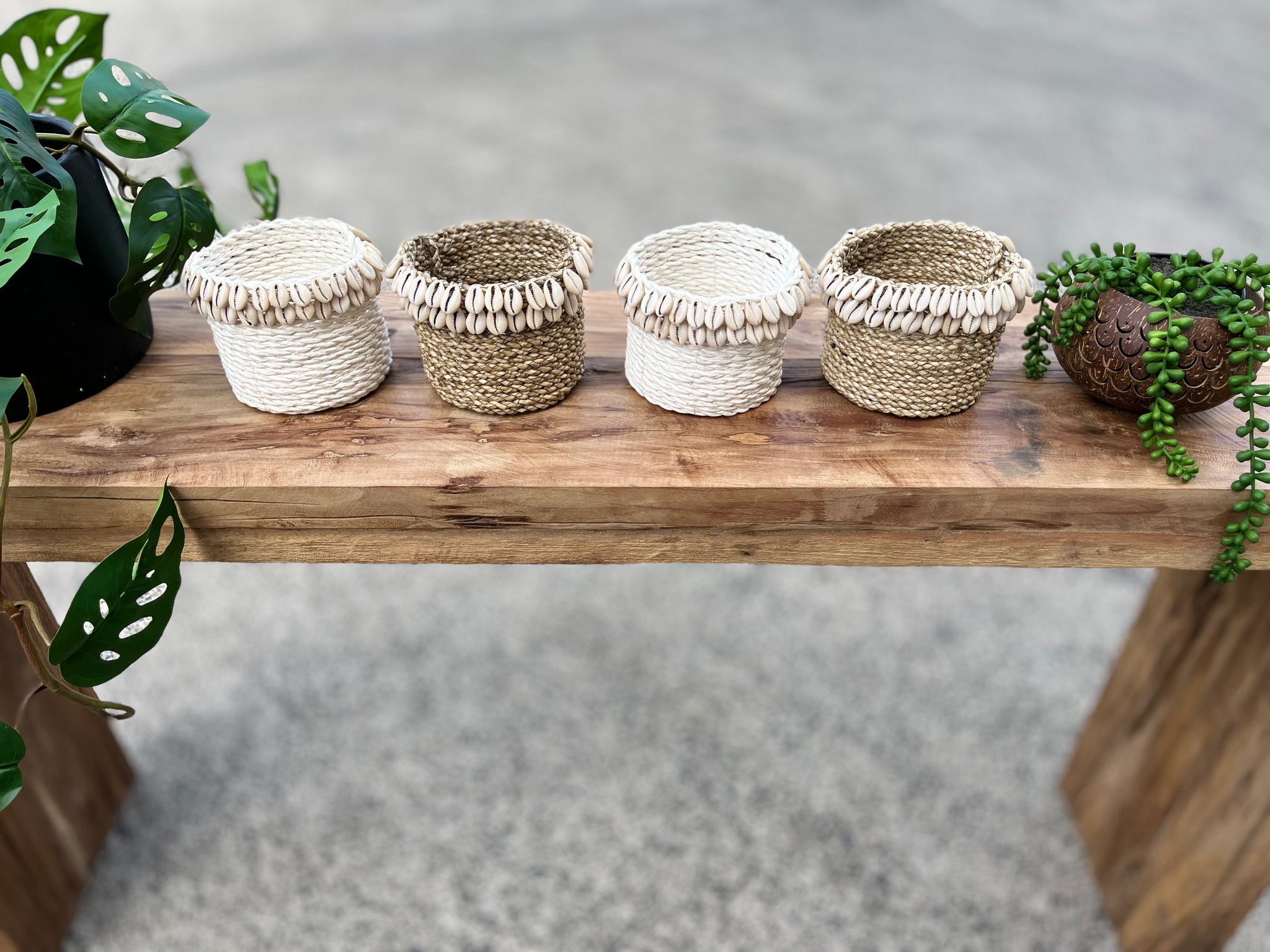 Natural basket with shell detail